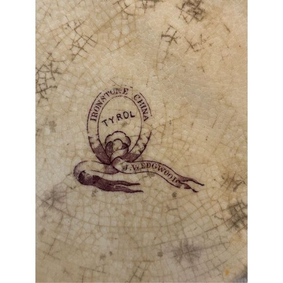 Antique J Wedgwood Tyrol Ironstone Transferware Polychrome 10.5” Bowl(8947) - Picture 6 of 13